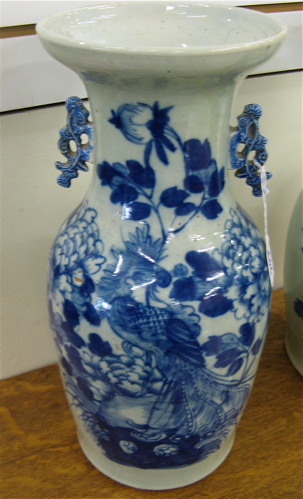 Appraisal: CHINESE PORCELAIN VASE hand painted with bird and stylized chrysanthemum