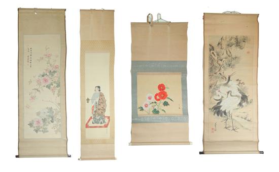 Appraisal: FOUR HANGING SCROLLS Asian probably th century Three are hand