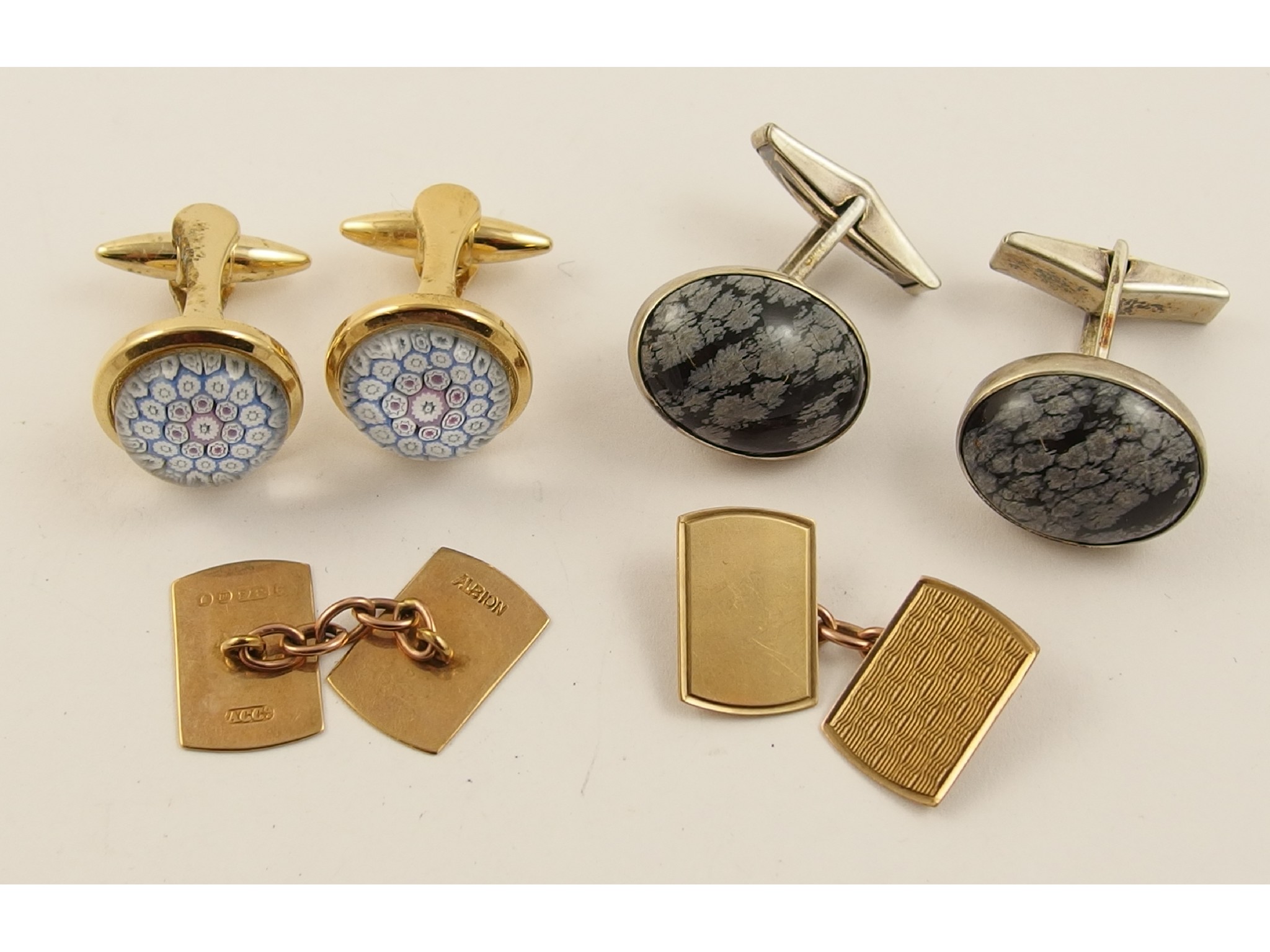 Appraisal: A pair of ct cufflinks a pair in silver by