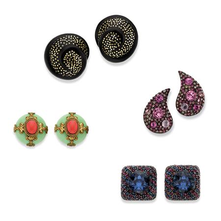 Appraisal: Four Pairs of Costume Earclips Estimate nbsp nbsp nbsp -