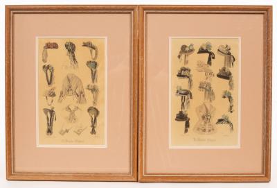 Appraisal: Le Monde Elegant two framed prints depicting hats and eleven