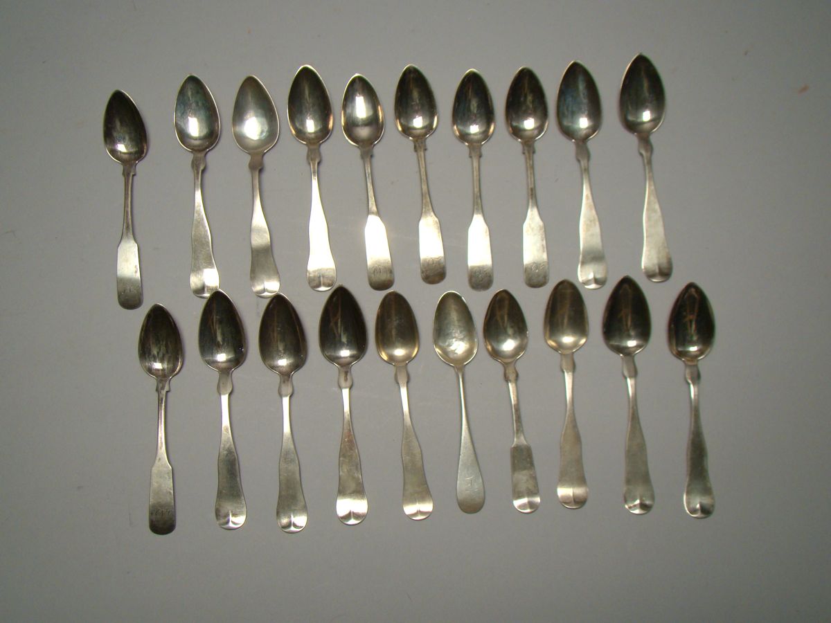 Appraisal: TWENTY COIN SILVER TEASPOONS By various makers including Fessenden J