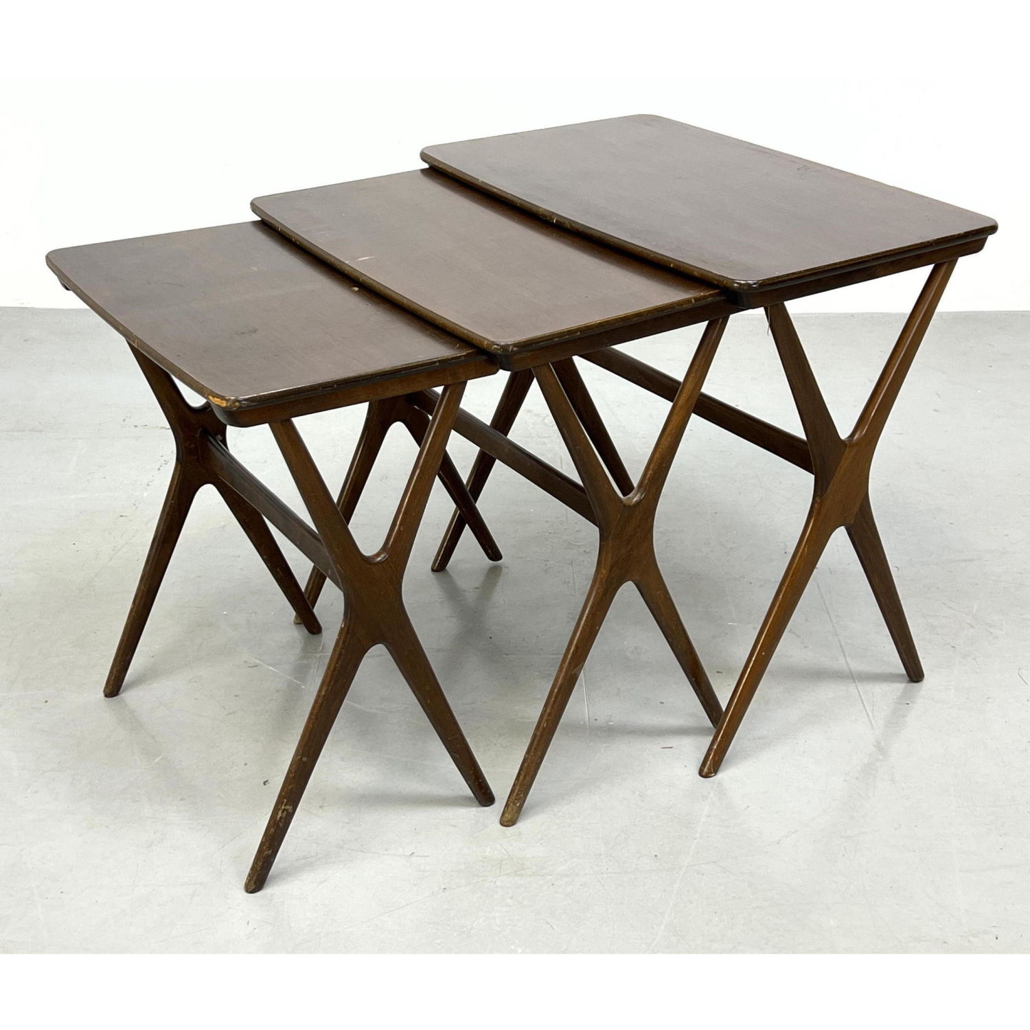 Appraisal: pc set Danish Modern Nesting Tables X base Dimensions H