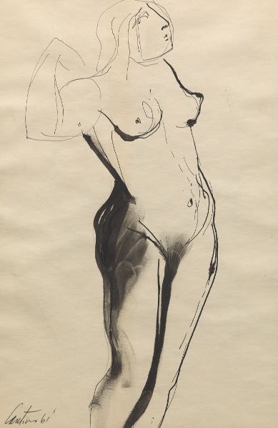 Appraisal: VIRGIL CANTINI AMERICAN - x sight Nude figure study Pen