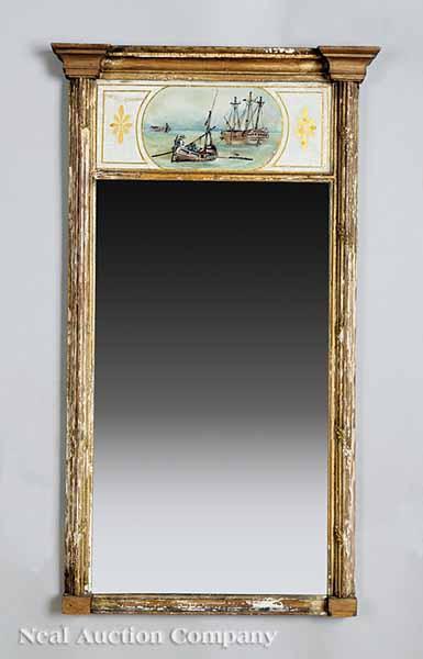 Appraisal: An American Federal glomis and Giltwood Looking Glass c blocked