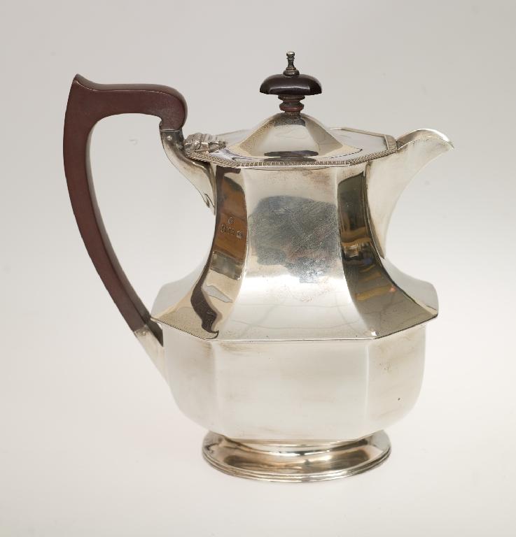 Appraisal: GEORGE VI SILVER COFFEE POT ADIE BROTHERS BIRMINGHAM of octagonal