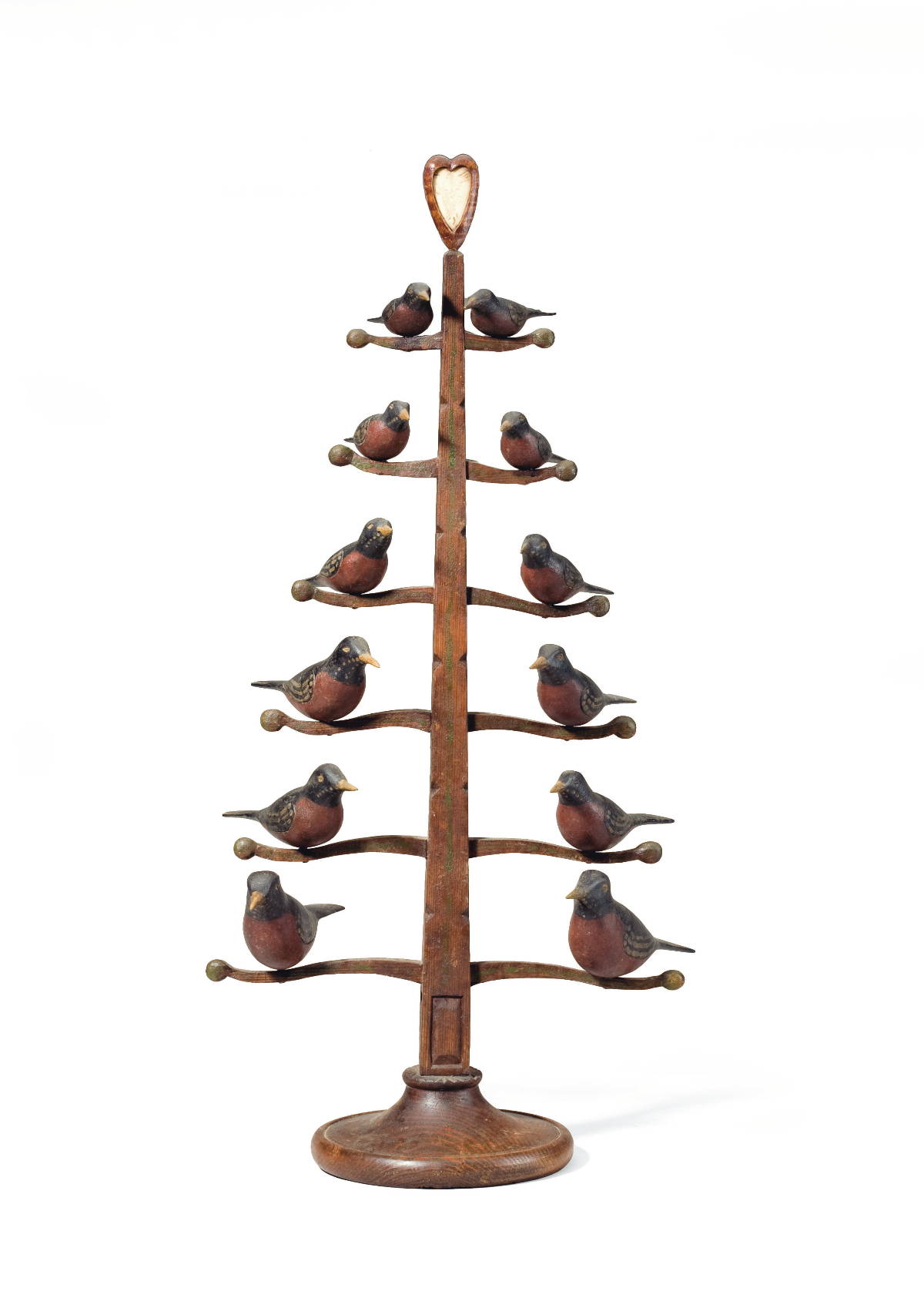 Appraisal: FRANK FINNEY AMERICAN B CARVED AND PAINT DECORATED BIRD TREE