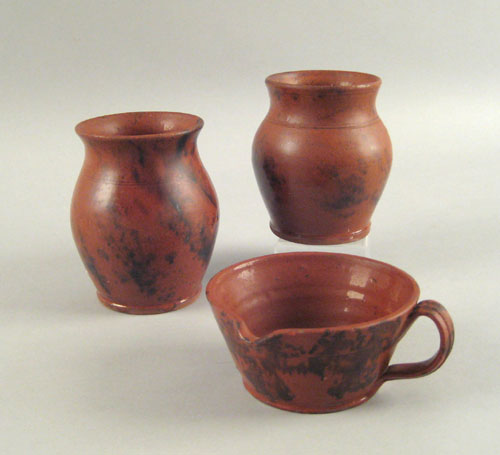 Appraisal: Two redware crocks th c h h together with a