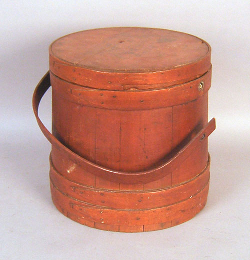 Appraisal: Red stained firkin th c h