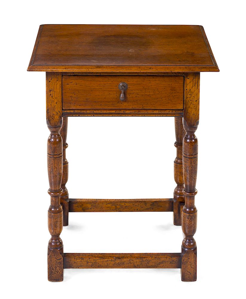 Appraisal: A William and Mary Style Oak Side Table A William