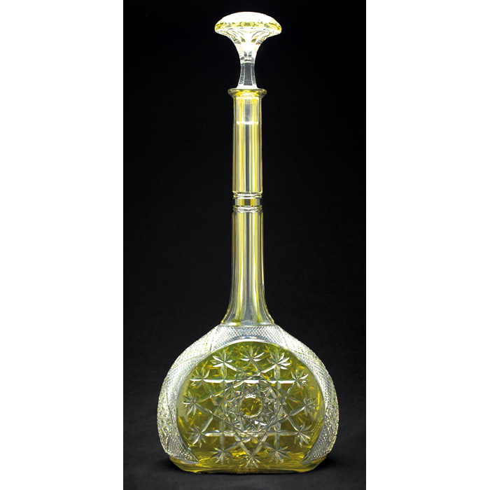 Appraisal: Rare Baccarat decanter ca tall flattened form in green cut