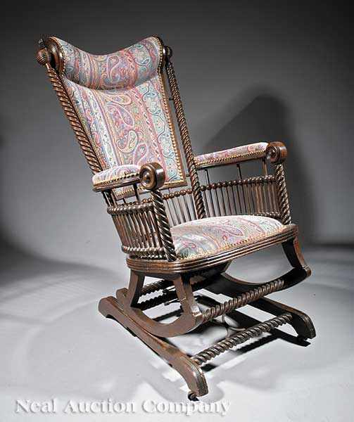 Appraisal: An American Innovative Walnut Platform Rocking Chair late th c