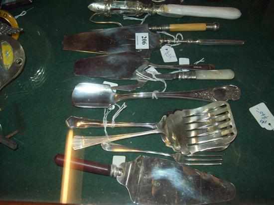 Appraisal: A COLLECTION OF TWELVE SILVER PLATED CAKE LIFTERS FORKS ETC