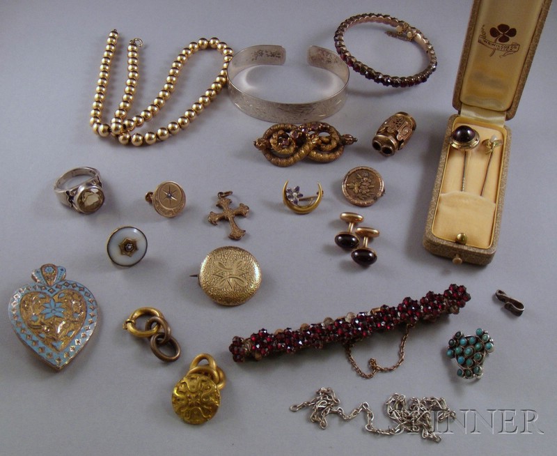 Appraisal: Small Group of Estate Jewelry including two stickpins two Bohemian