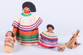 Appraisal: Vintage Seminole Skookum Doll Group Includes two vintage coconut fiber