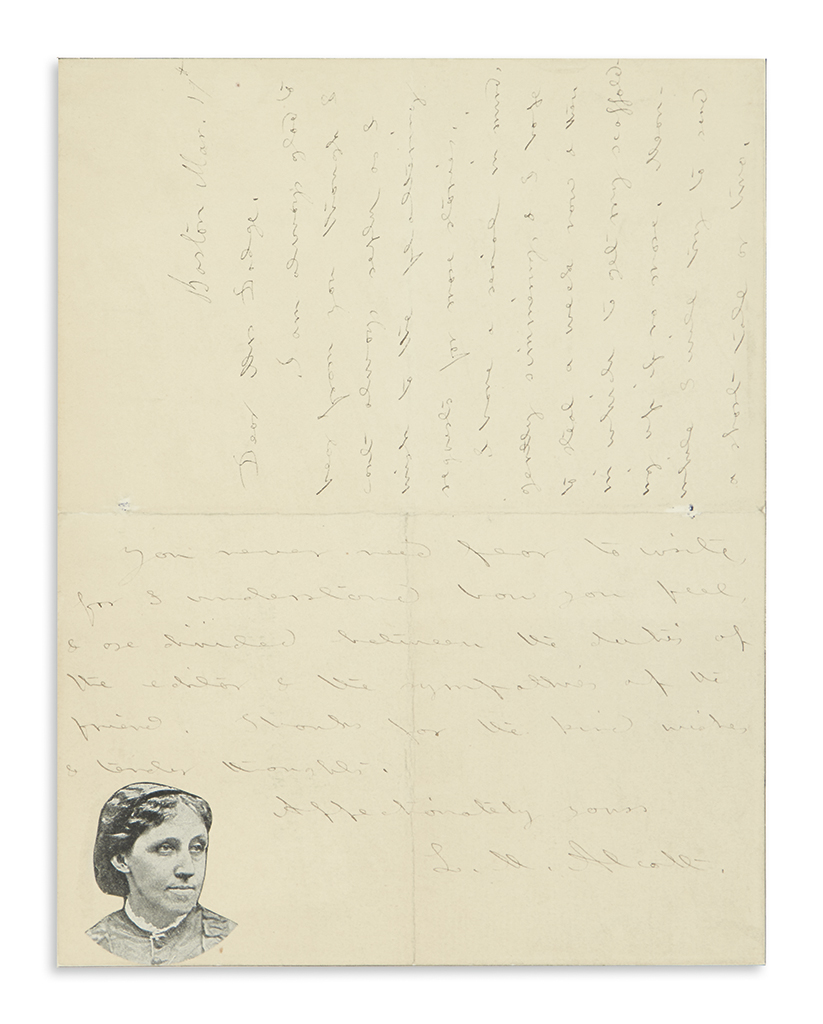 Appraisal: ALCOTT LOUISA MAY Autograph Letter Signed L M Alcott to