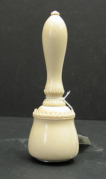 Appraisal: A silver mounted turned and carved ivory gavel dated Plate