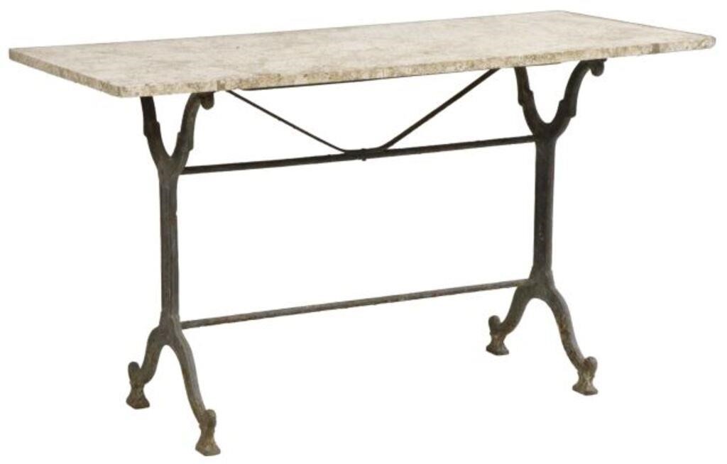 Appraisal: French cast iron bistro table early th c rectangular marble