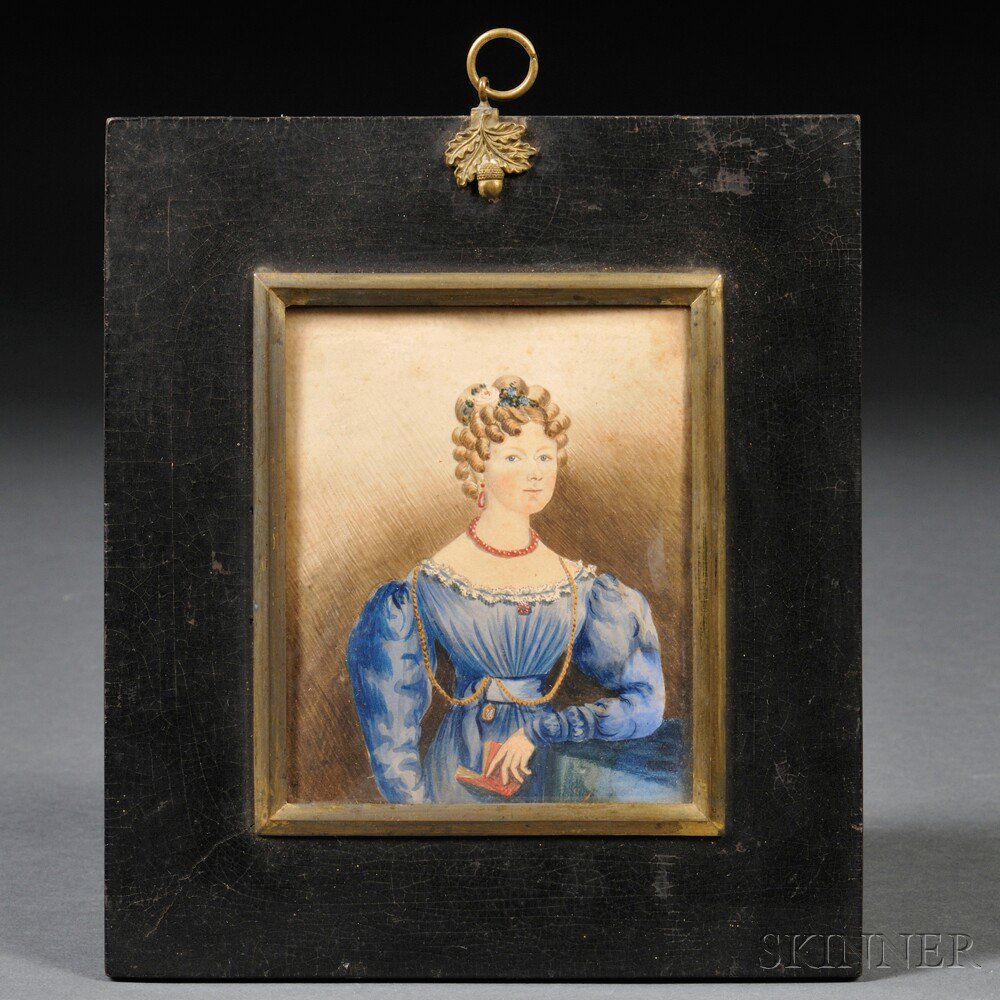 Appraisal: British School th Century Small Portrait of a Young Lady