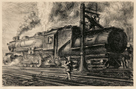 Appraisal: Reginald Marsh American - Erie R R Loco Watering Sasowsky