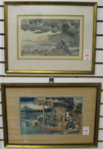 Appraisal: TWO JAPANESE COLOR WOODCUTS Oban size the first attributed to