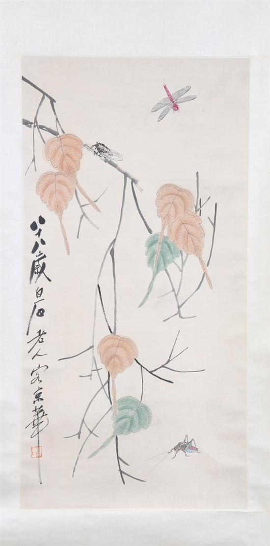 Appraisal: AFTER QI BAISHI Chinese - FLOWER AND BIRD Ink and