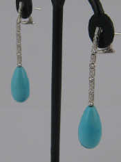 Appraisal: A pair of white metal tests carat gold turquoise and