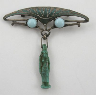 Appraisal: An Art Deco white metal and enamel brooch modelled as