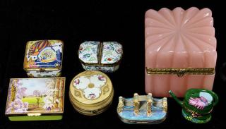 Appraisal: lot of Collection of Limoges and English polychrome painted pill