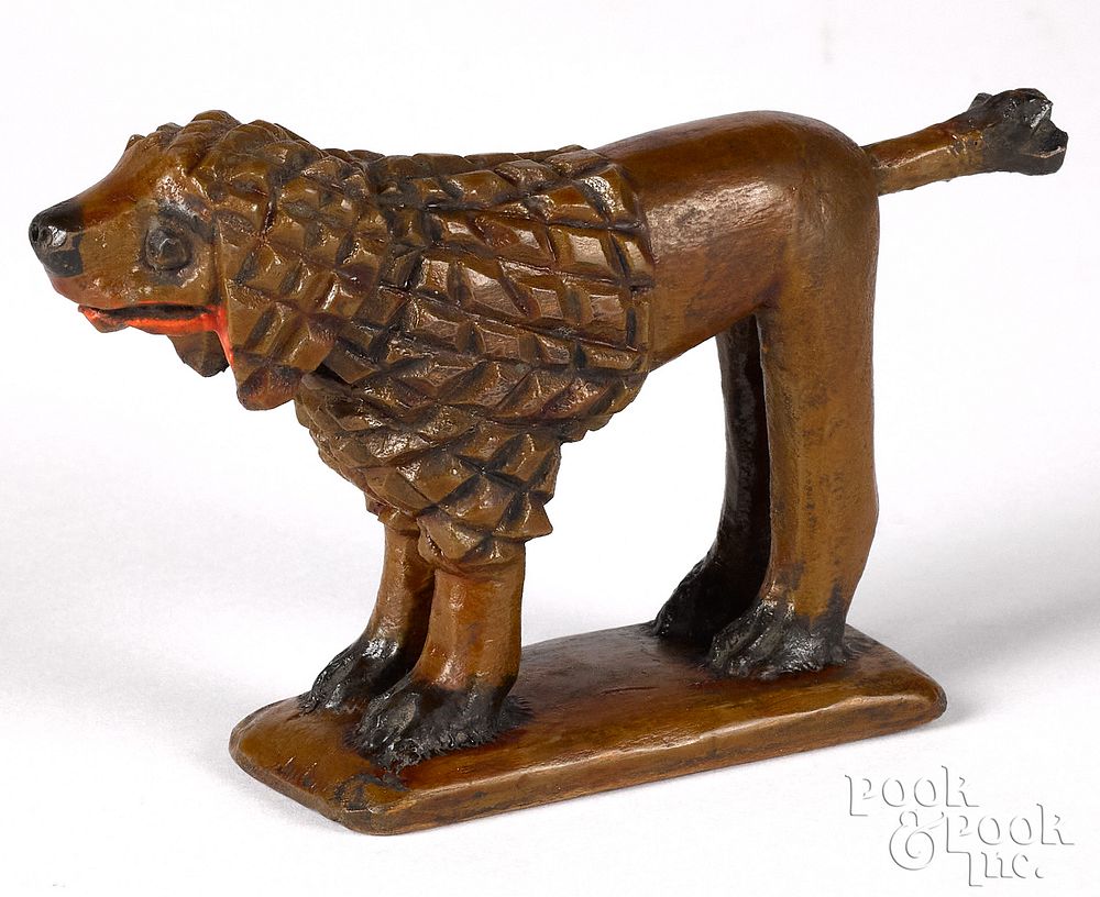 Appraisal: Wilhelm Schimmel small carved and painted spaniel Wilhelm Schimmel Cumberland