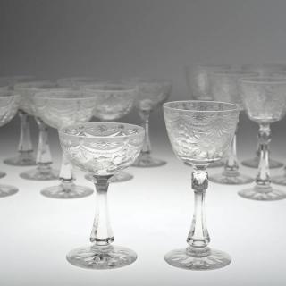 Appraisal: American etched and cut crystal stemware by Hawkes th th