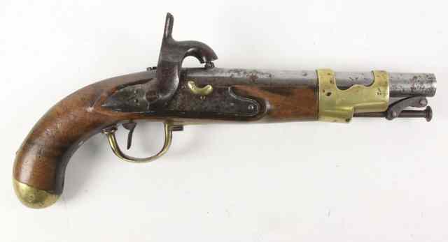 Appraisal: A French officer's pistol with percussion cap and flintlock side