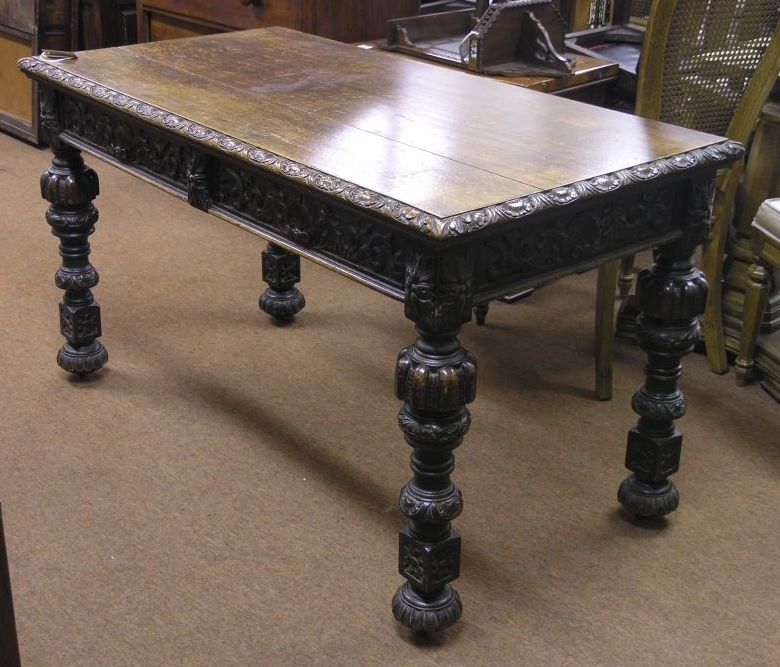 Appraisal: A late Victorian Edwards Roberts dark carved oak library table