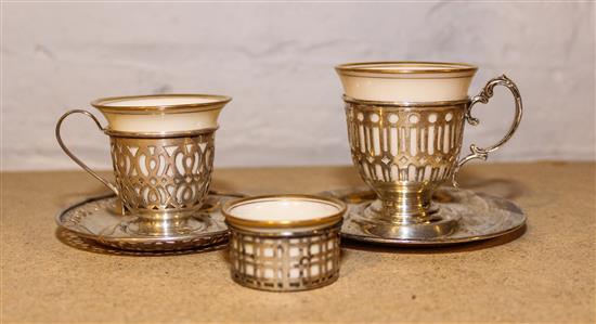 Appraisal: Sale Lot Six American Silver Demitasse Cups R Wallace Sons