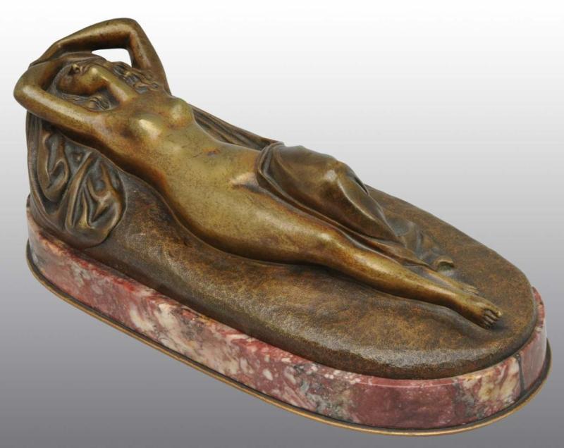 Appraisal: Bronze Reclining Nude on Marble Base Description Signed Moret with