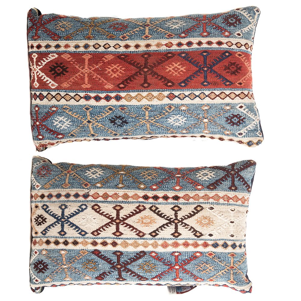 Appraisal: Pr of Turkish Soumak Kilim Pillows x in each hand