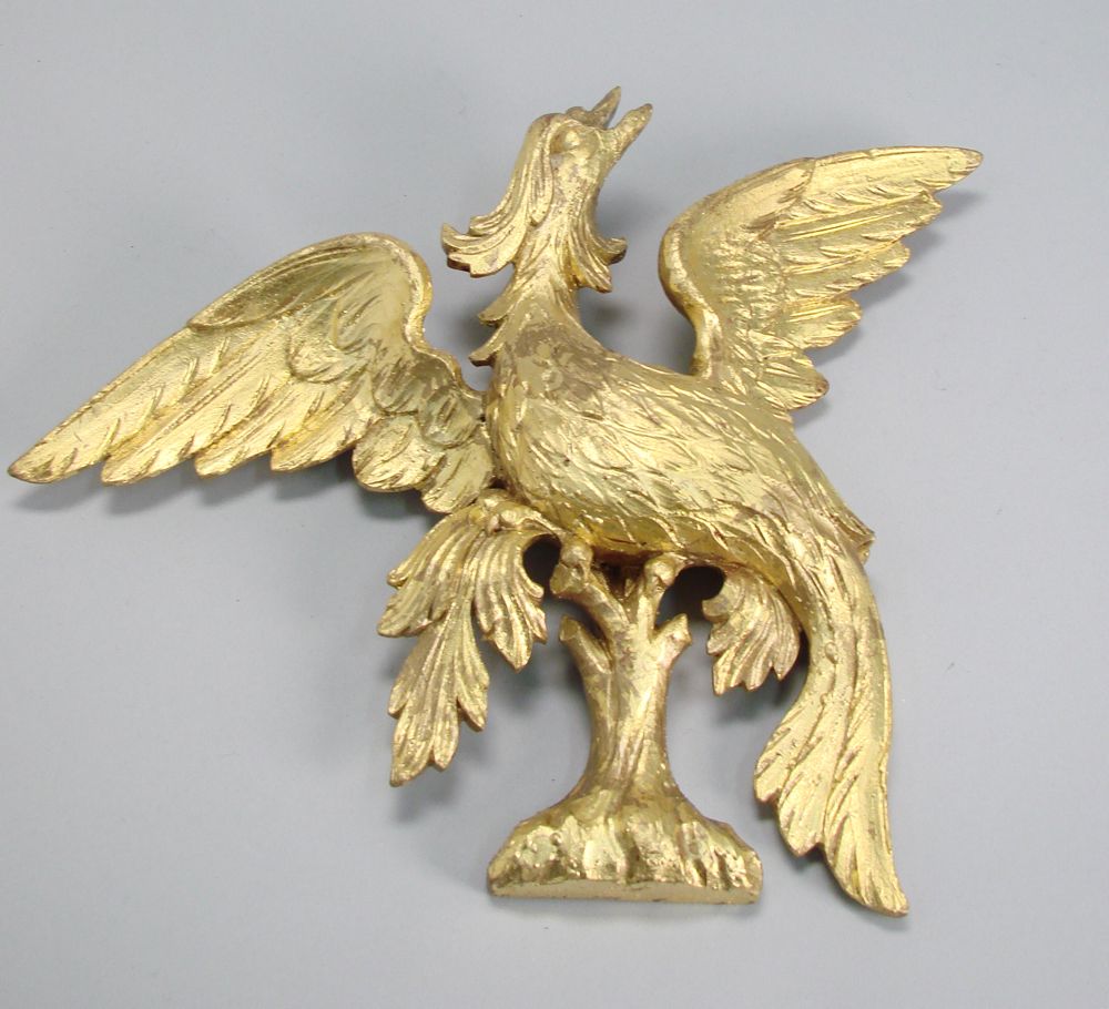 Appraisal: CARVED GILT WOODEN EAGLE PEDIMENT Height Property of the late