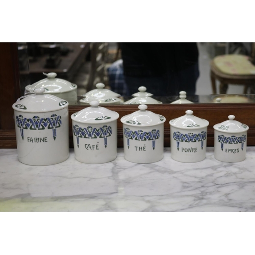 Appraisal: Set of French porcelain kitchen canisters approx cm H and