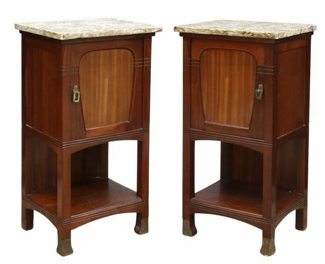 Appraisal: pair Italian Art Nouveau marble-top bedside cabinets early th c