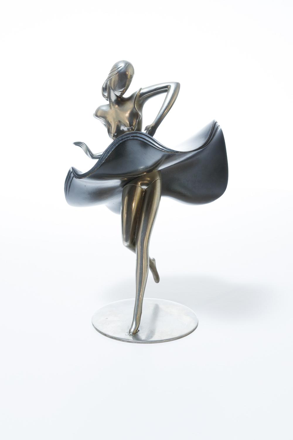 Appraisal: WERKSTATTE HAGENAUER Austrian Established The Dancer nickel plated bronze with