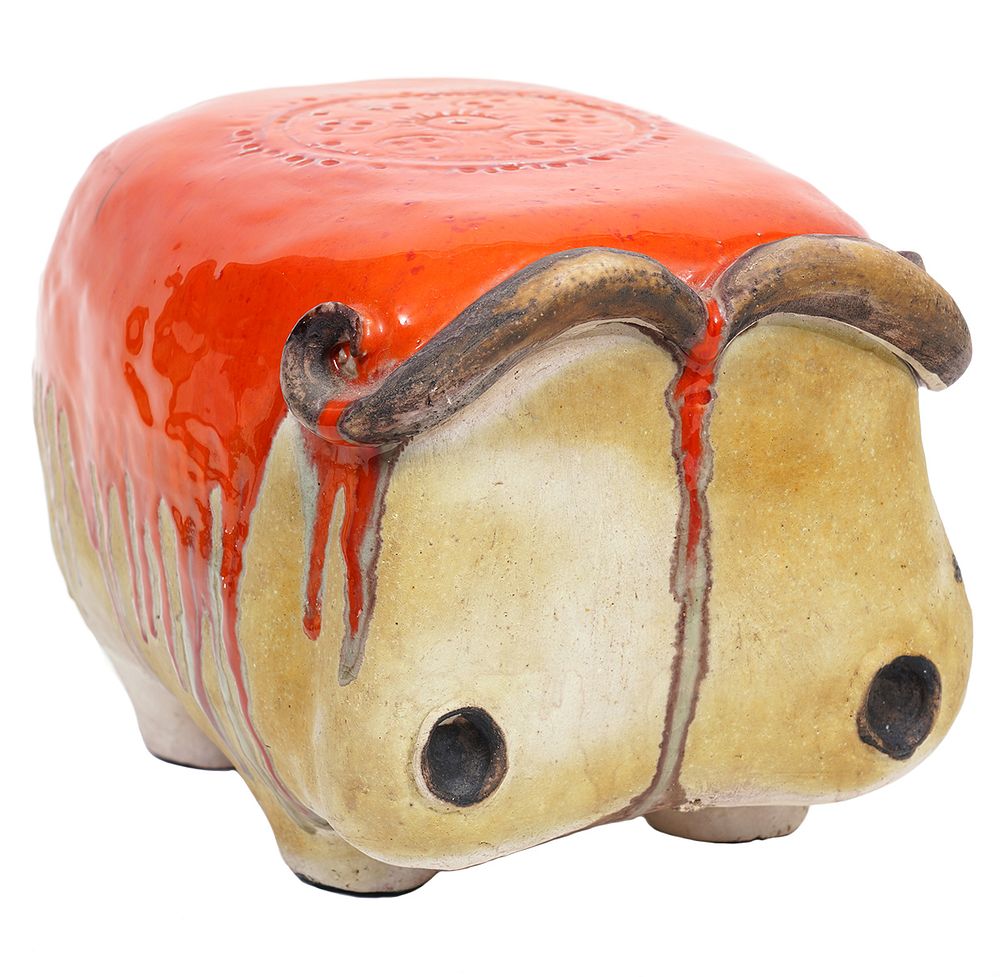 Appraisal: Whimsical Painted Ceramic Bull Whimsical ceramic bull with colorful paint