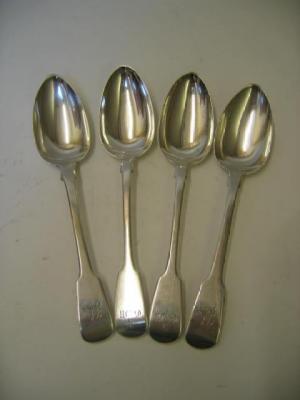 Appraisal: TWO PAIRS OF GEORGE IV TABLE SPOONS London and William