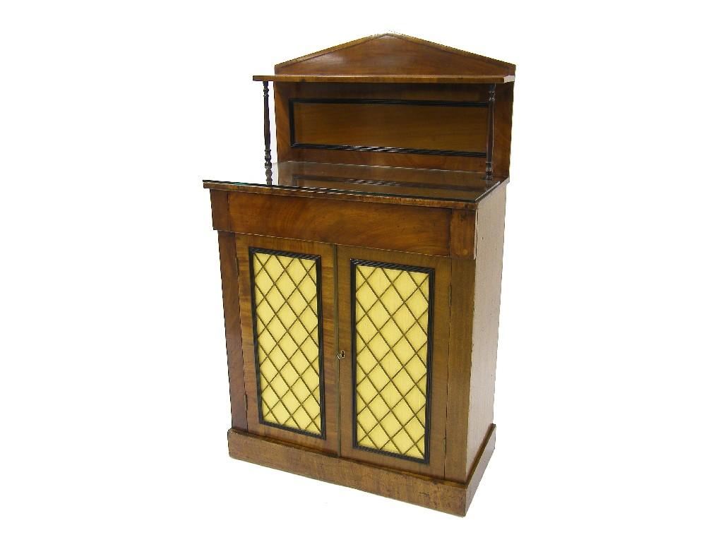 Appraisal: Small Regency mahogany chiffonier the pediment raised back with a