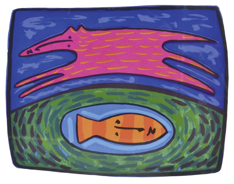 Appraisal: DEBORAH HALPERN BORN The Dog Jumped Over the Fish screenprint