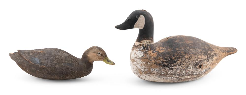 Appraisal: TWO FACTORY DECOYS TH CENTURY LENGTHS AND TWO FACTORY DECOYS