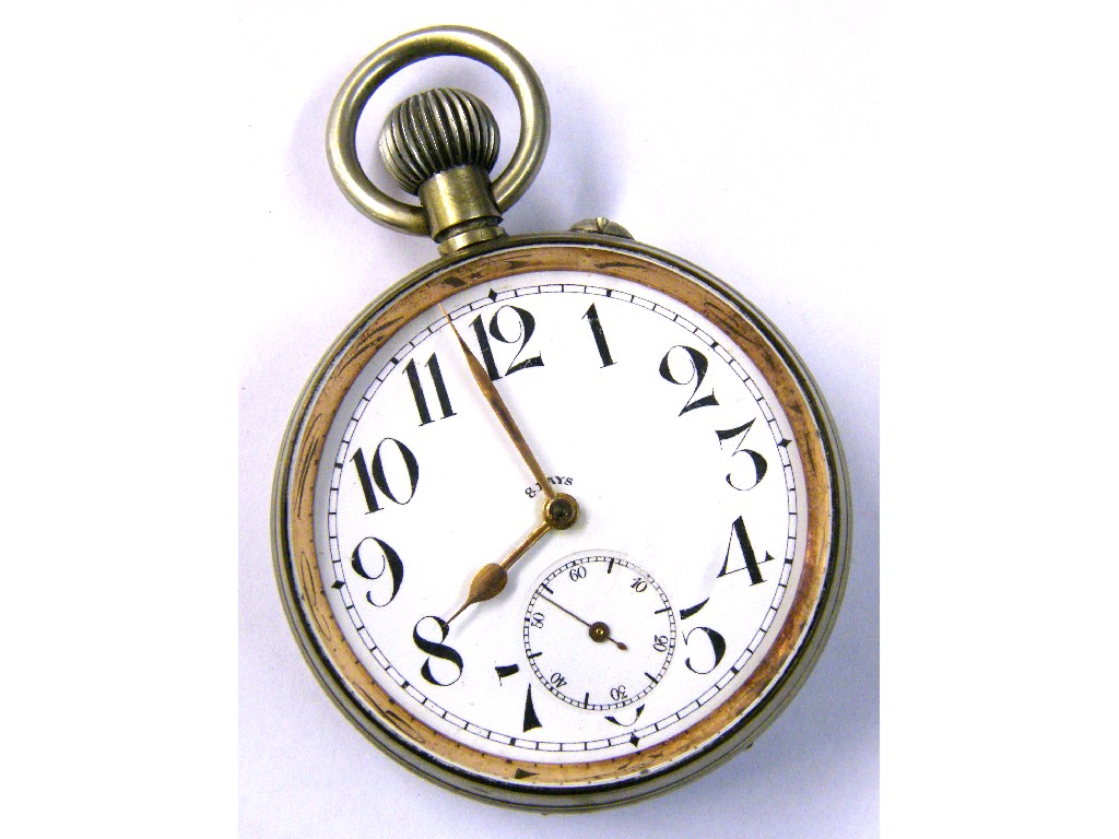 Appraisal: Swiss Goliath nickel cased eight day lever pocket watch the