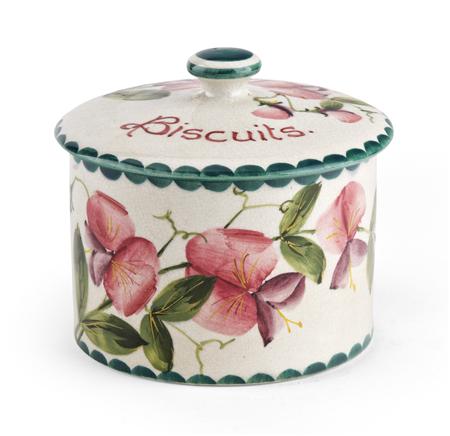 Appraisal: WEMYSS BISCUIT BARREL COVER EARLY TH CENTURY decorated with sweet