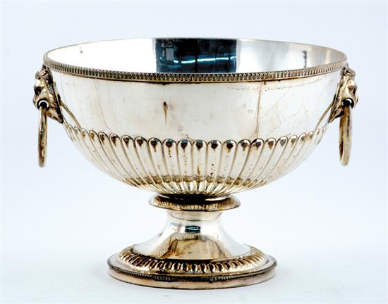 Appraisal: English silverplate centerbowl lamb's tongue applied rim on reeded bowl