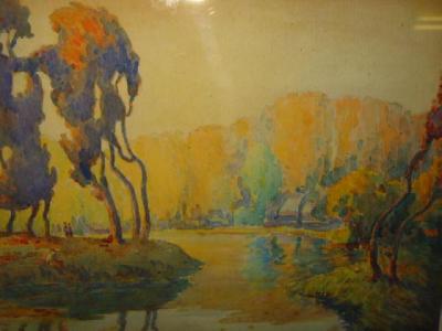 Appraisal: HARRY DE MAINE - French Autumnal River Scene watercolour over