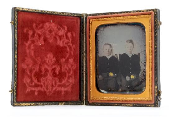 Appraisal: Gold Rush Daguerreotype of two seated boys in matching attire